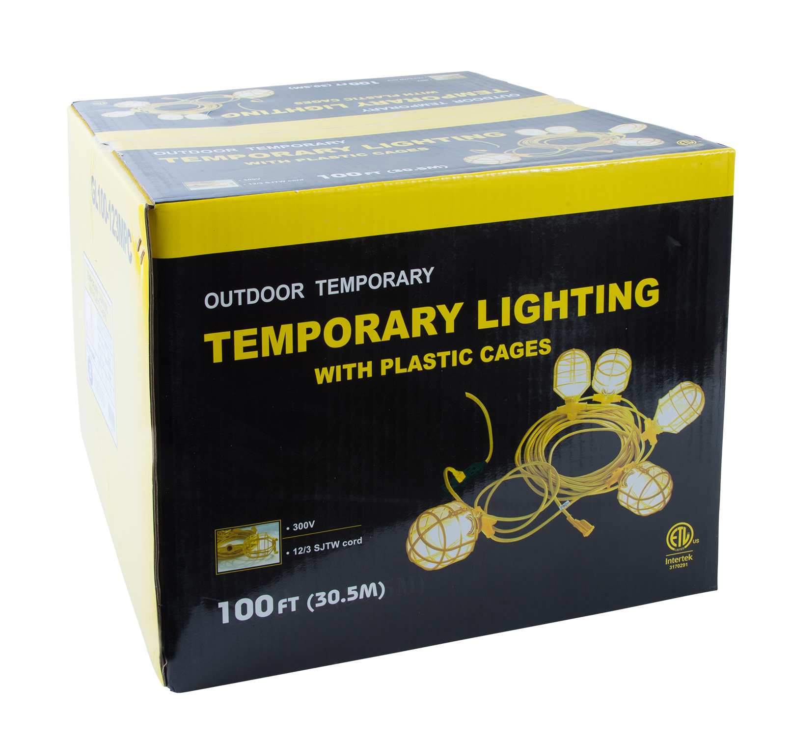 Temp Light String 12/3 100ft 15A Male and Female