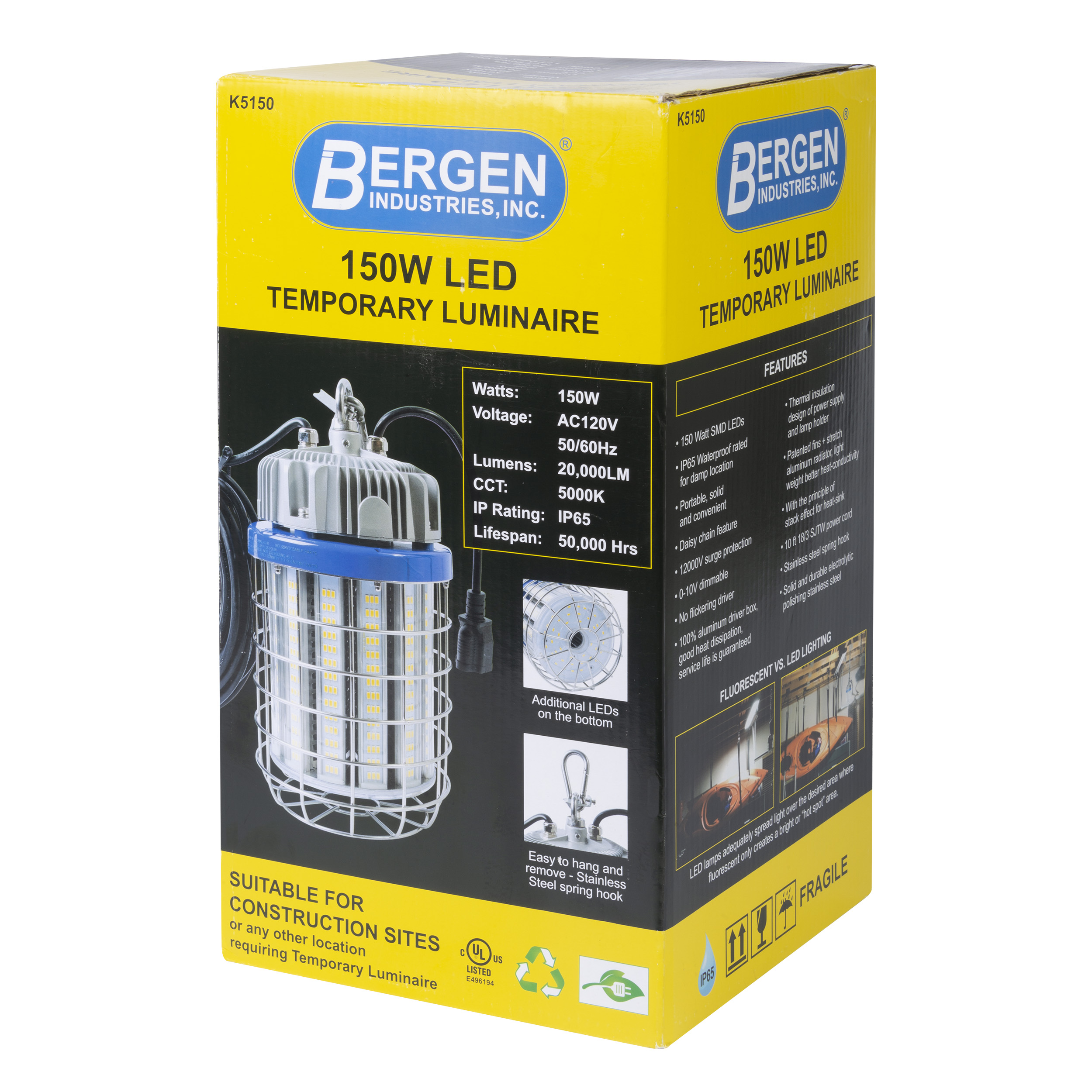 Temp Light 150w LED IP65 20 250lm 5000k 1 box 2 boxes master