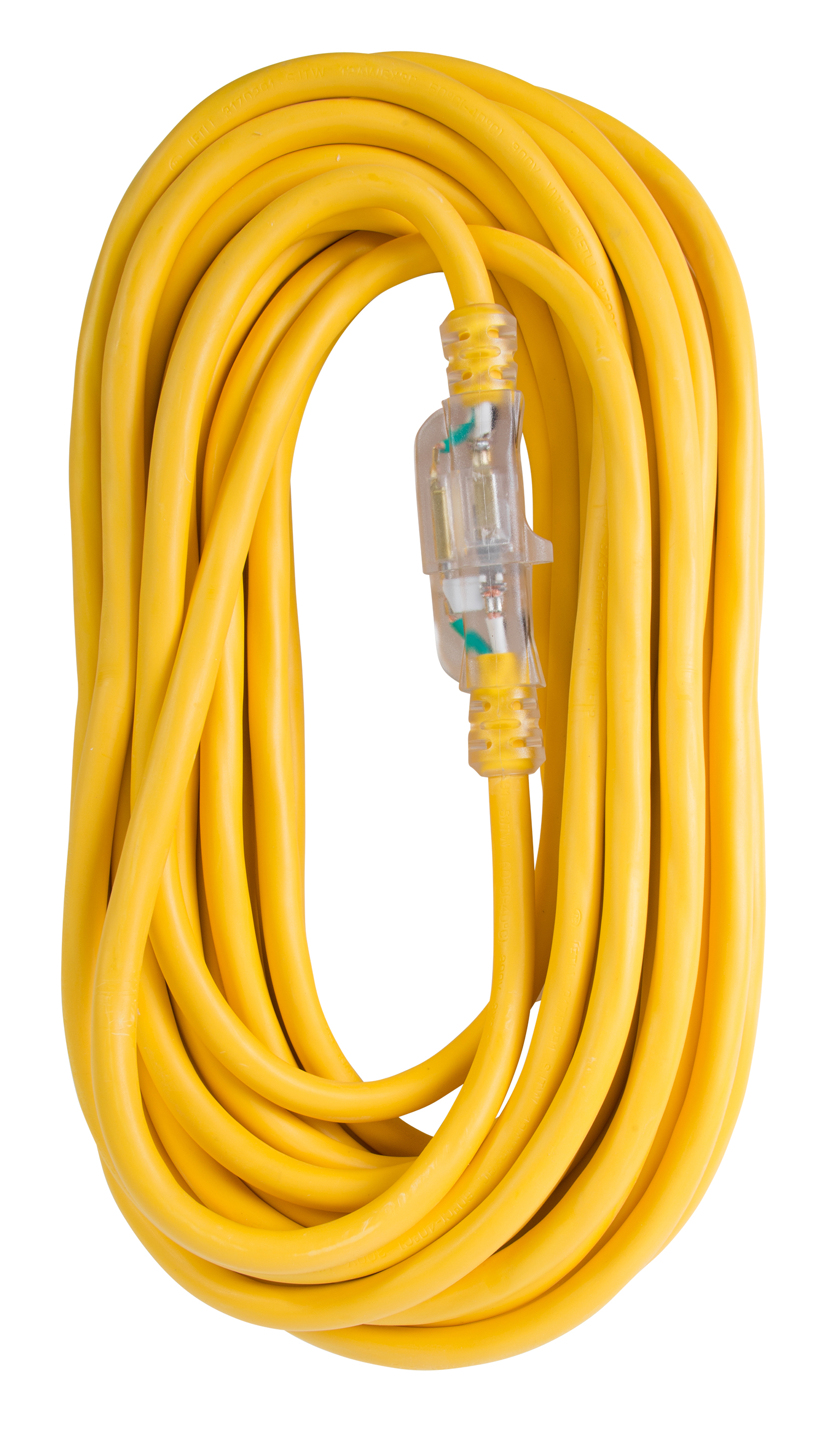 Extension Cord 100ft SJTW Yellow 12/3 Lighted End