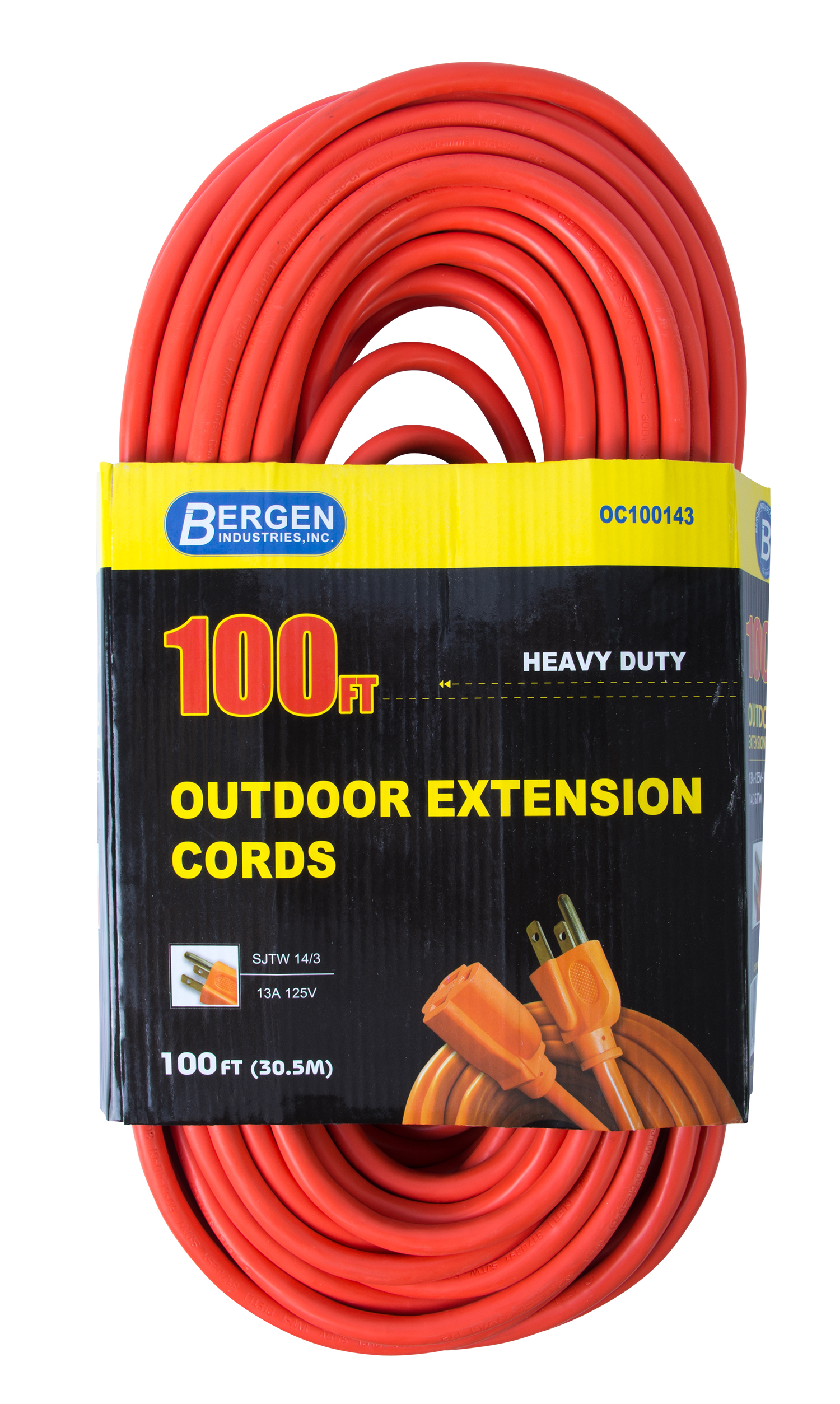 Extension Cord 100ft SJTW Orange 14/3