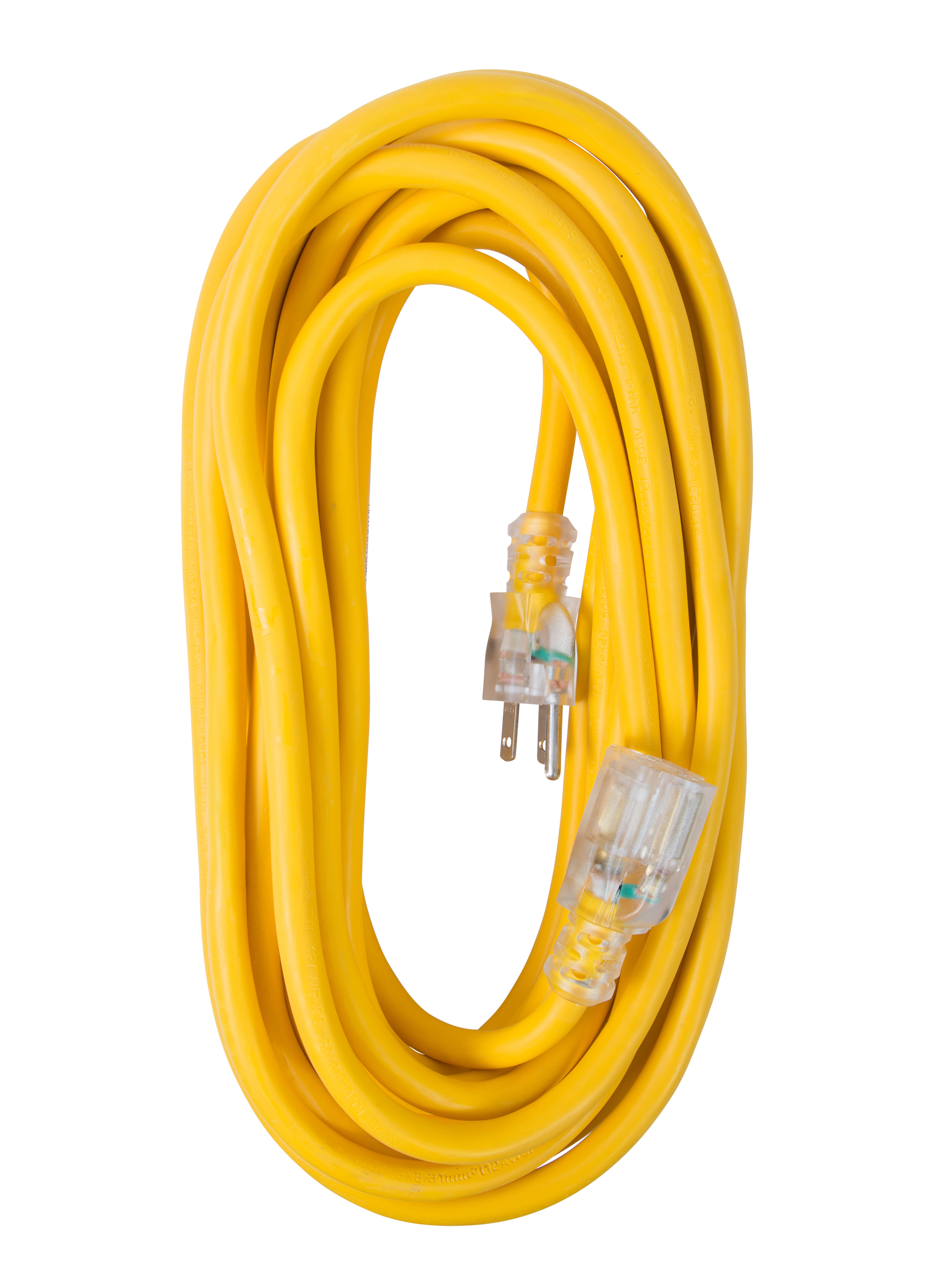 Extension Cord 25ft SJTW Yellow 12/3 Lighted End